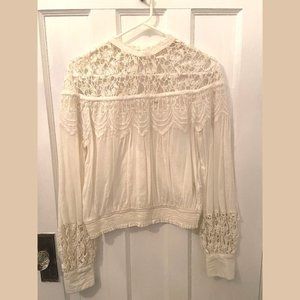 Free People Crochet/Cotton Long Sleeve Top - Size Small